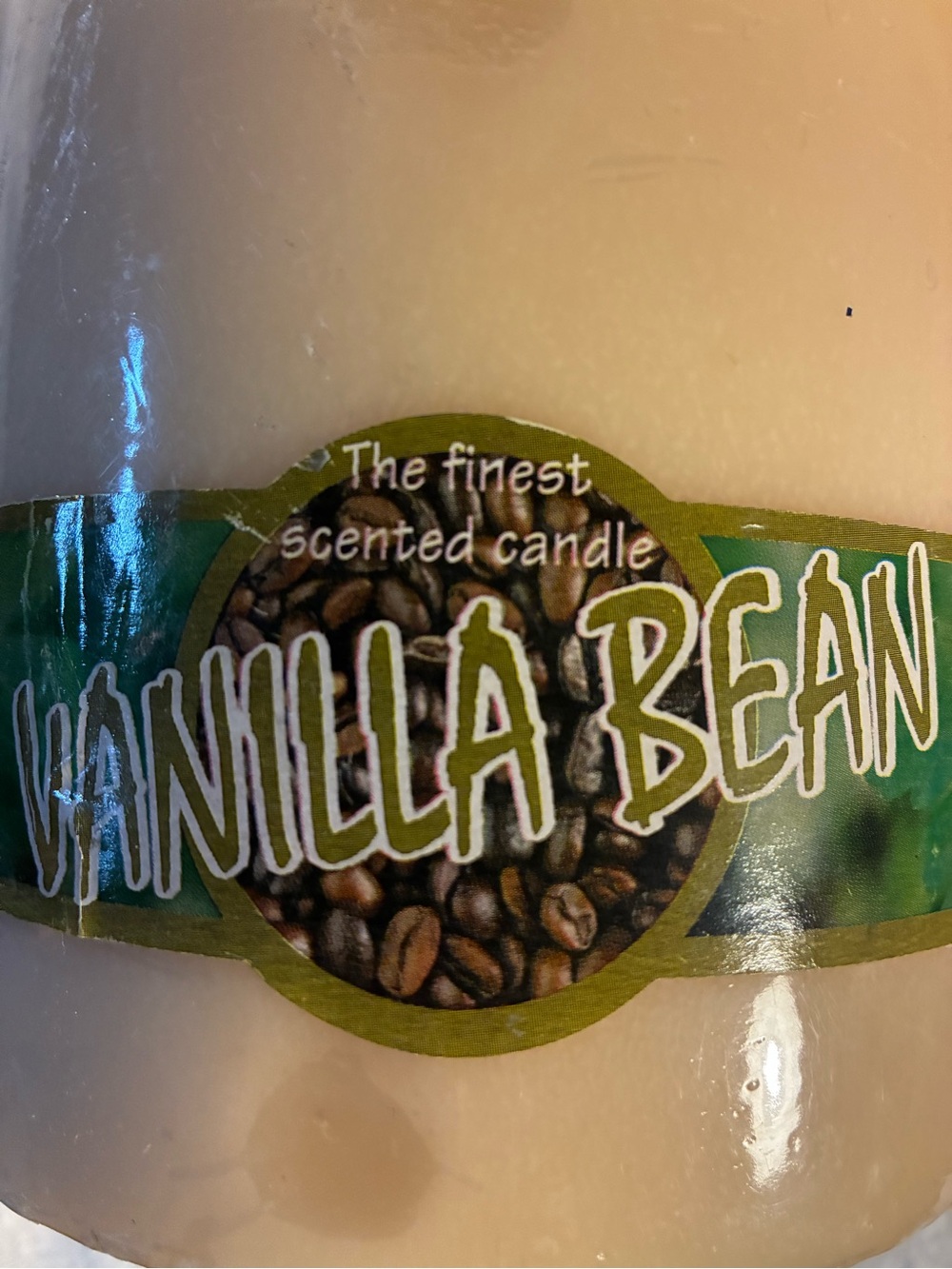 Vanilla Bean Candle BIG 3 Wick 6" Pillar Candle - Beige/Cream Colored Wrapped